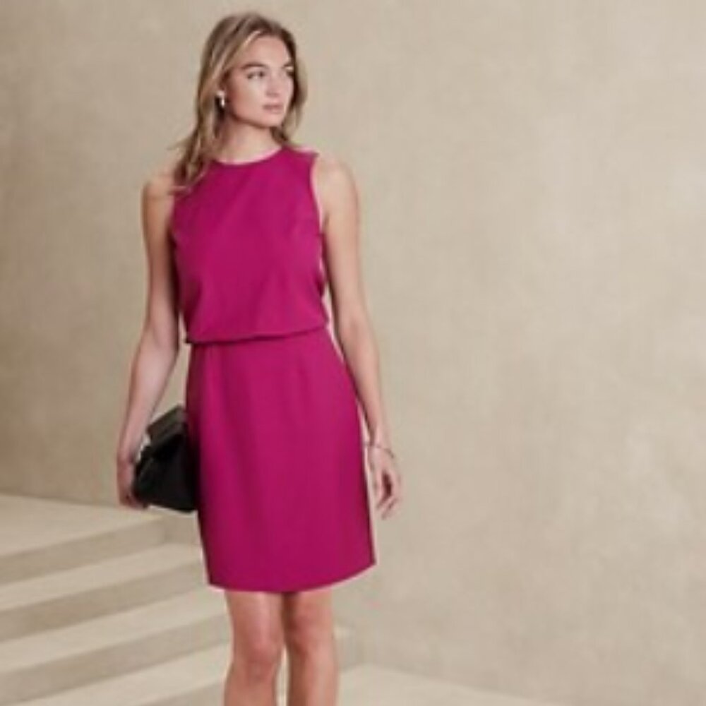 Banana Republic Factory Sculpted Blousant-Waist Mini Dress in Camu Berry Size 10